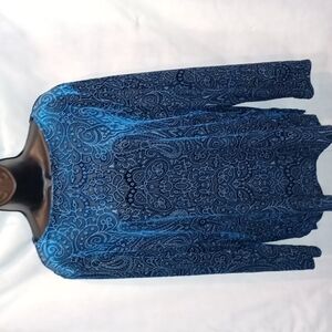 Dialogue blouse navy/ semi sheer stretchy, M